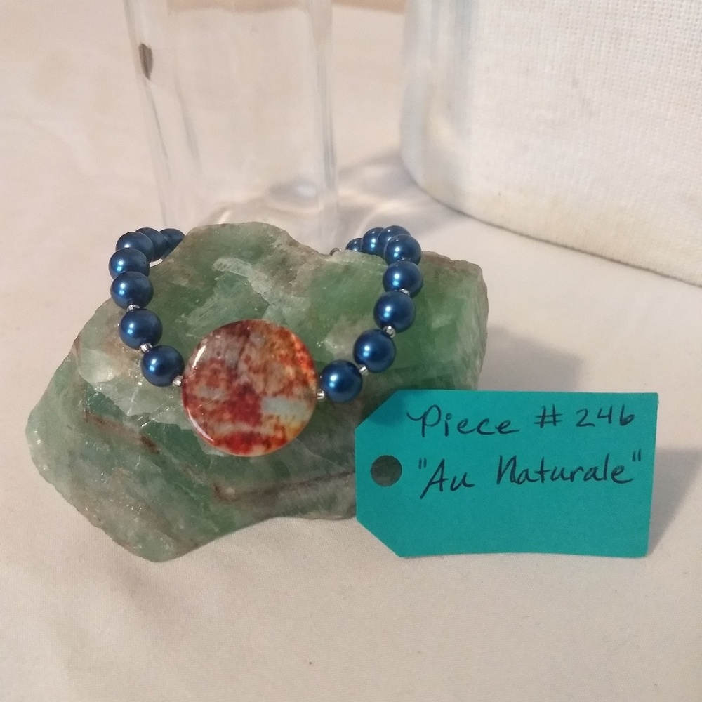 Piece #246 "Au Naturale" Pendant Beadwork Bracelet - Picture 3 of 3